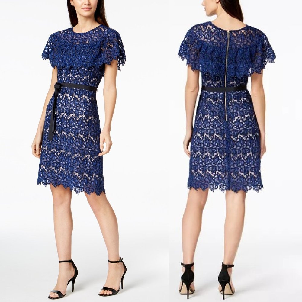 Calvin Klein Ruffled Lace & Ribbon Dress